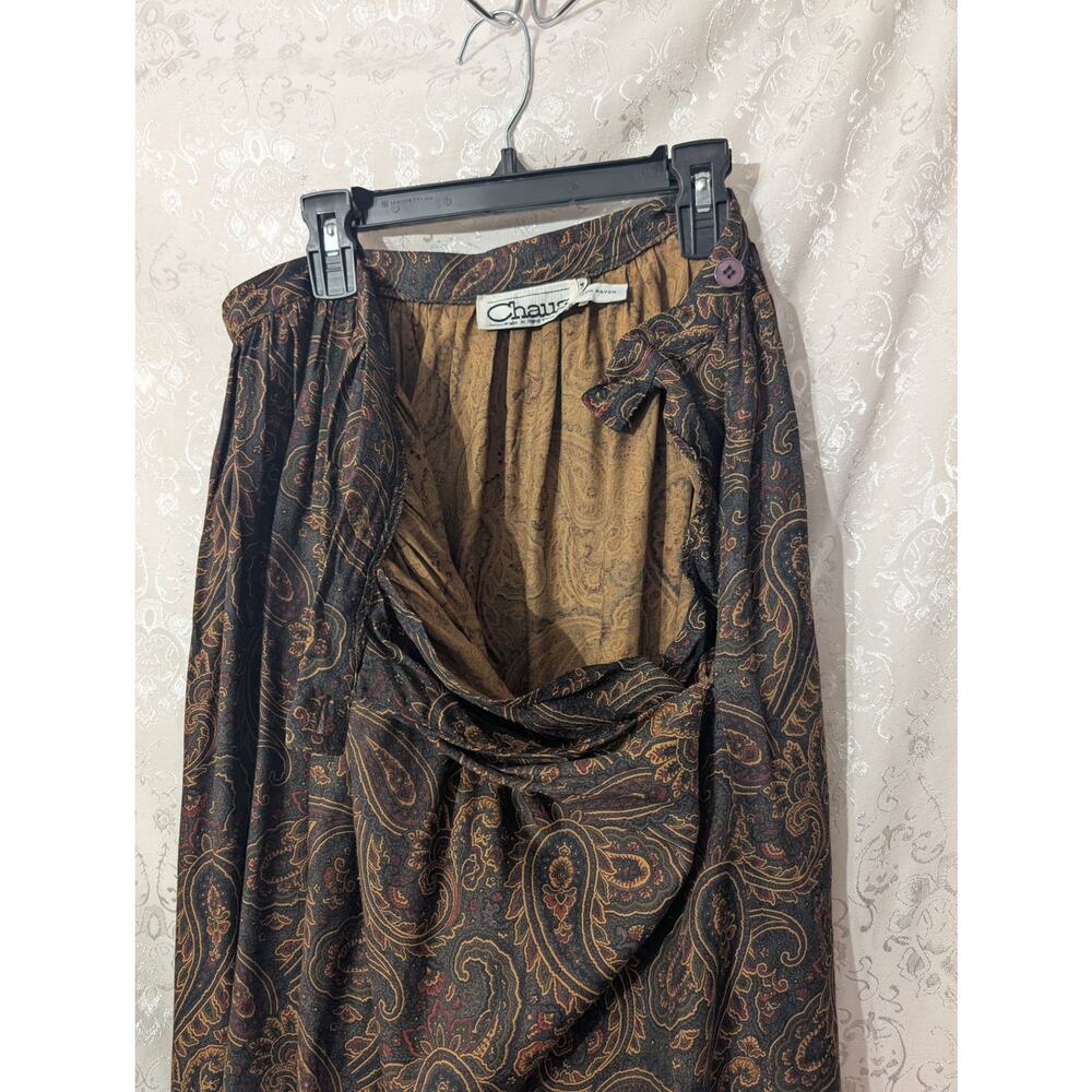 Vintage Chaus Paisley Rayon Midi Skirt 13/14 Whimsigoth Grunge Earthy - Picture 3 of 8